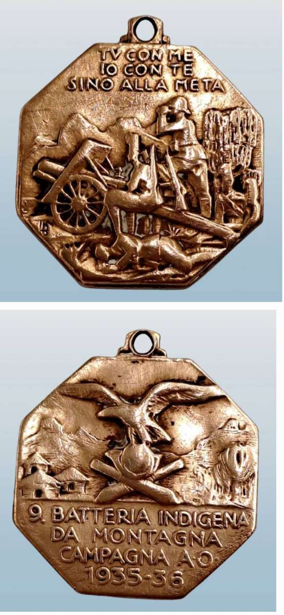 Rare 1935-36 Bronze Italian Medal Second Italo-Ethiopian War 9. Indigenous Mountain Battery Campaign