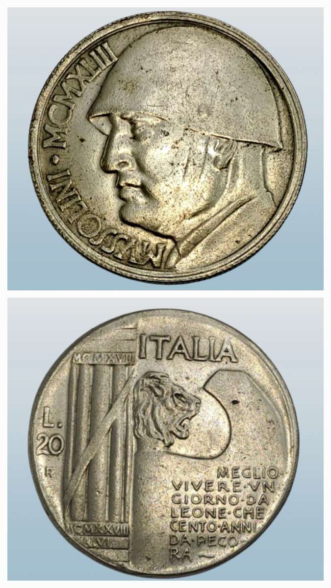 1983 Italy 20 Lire Mussolini Fantasy Medal