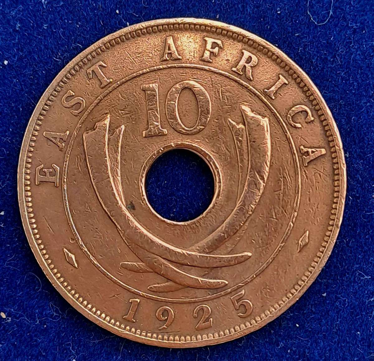 Antique 1925 East Africa 10 Cents - George V