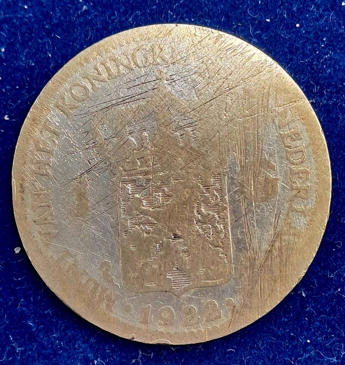 Antique 1922 Nederland Silver (.720) 1 Gulden - Wilhelmina (see Condition)