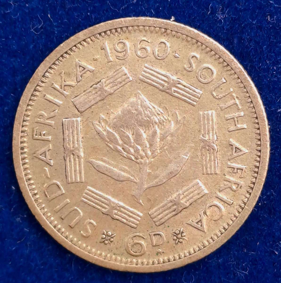 1960 South Africa  Silver (.500) 6 Pence - Elizabeth II 1st portrait