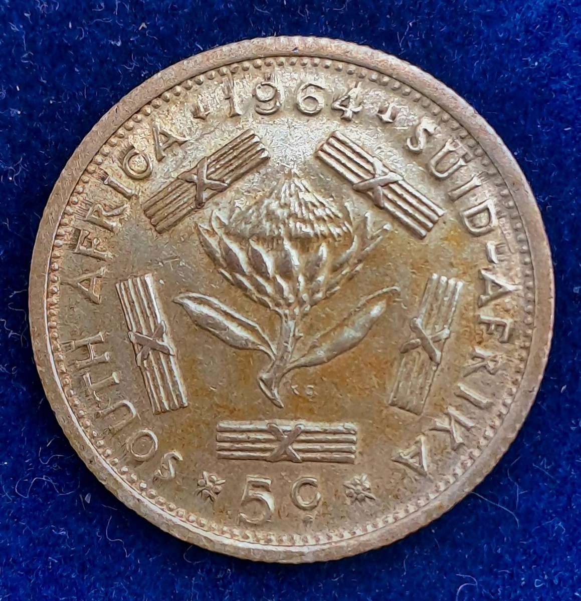 1964 South Africa  Silver (.500) 5 Cents 1st decimal series