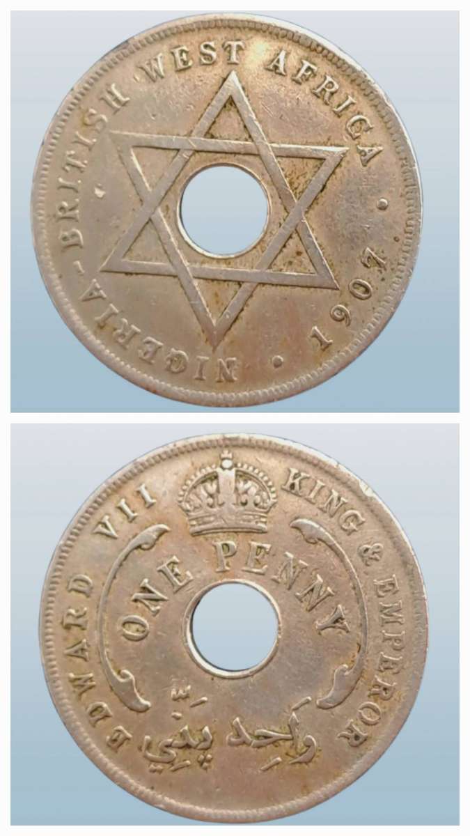 Antique 1907  British West Africa 1 Penny - Edward VII