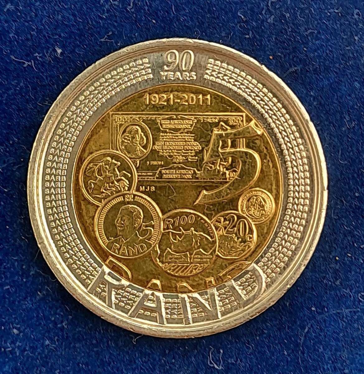 2011 South Africa 5 Rand -90 Years South African Reserve Bank