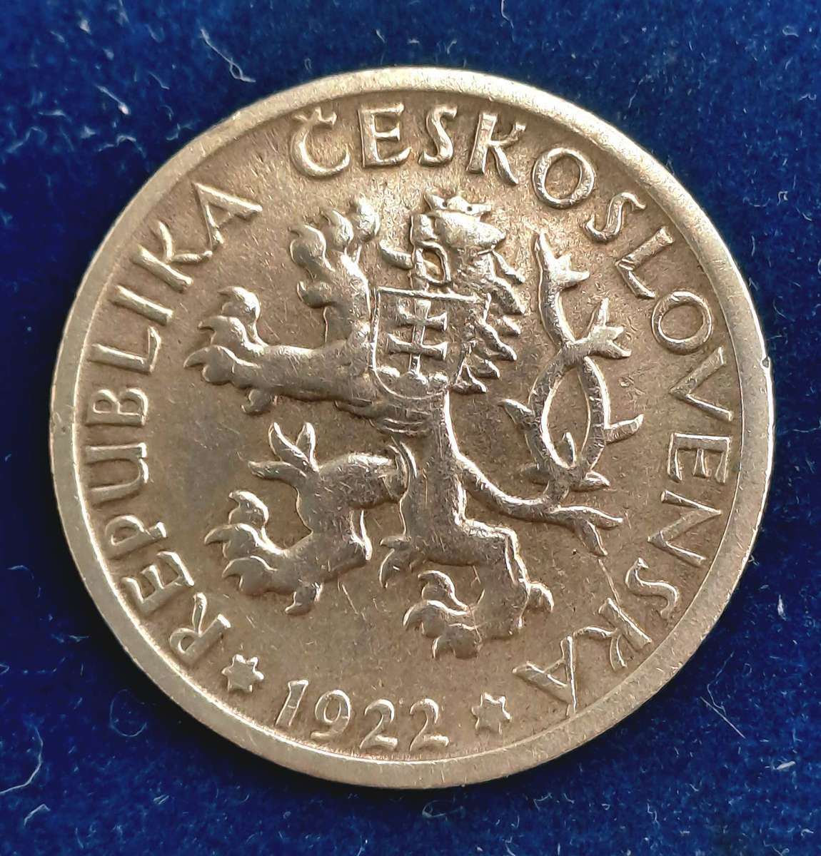 Antique 1922  Czechoslovakia 1 Koruna Coin