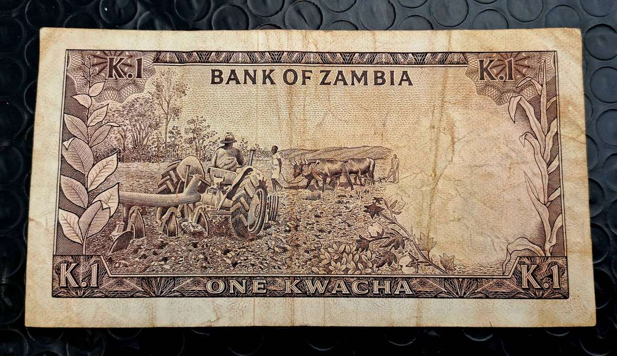 1978 Zambia  1 Kwacha Bank Note -Circulated