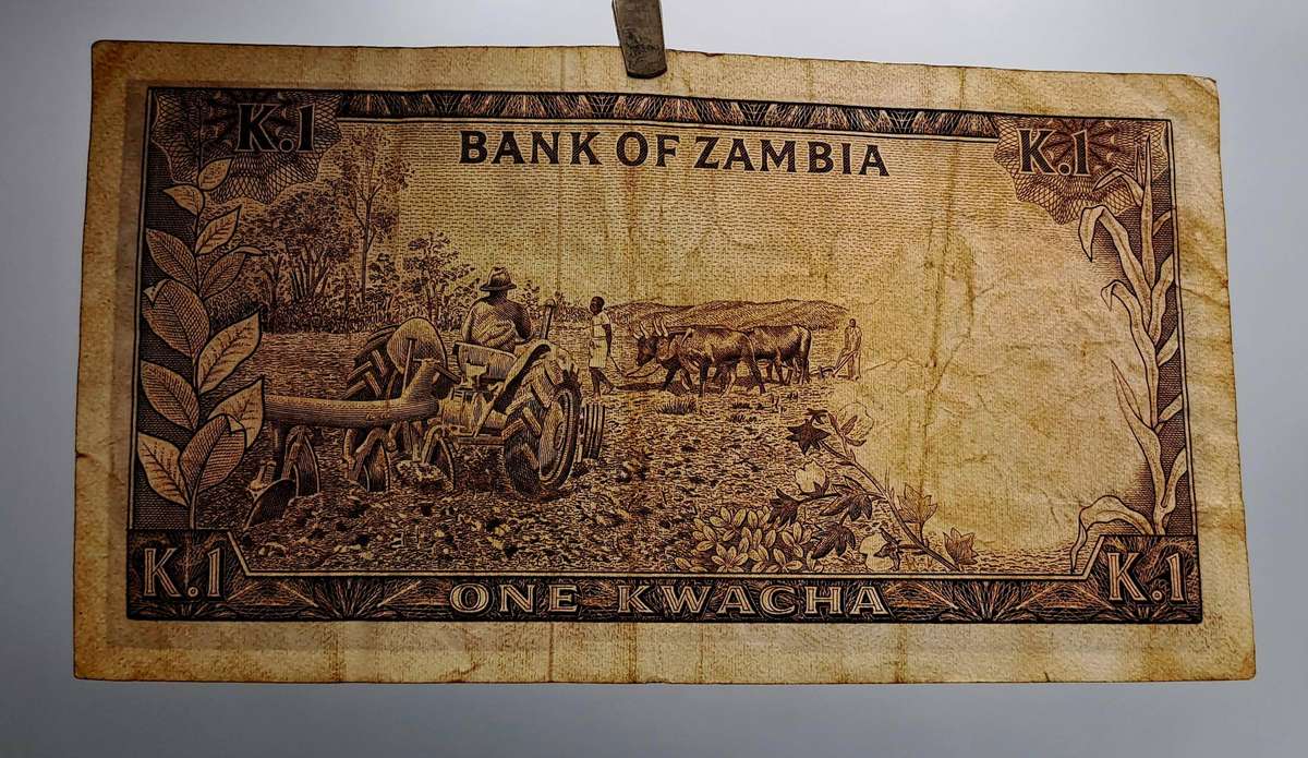 1978 Zambia  1 Kwacha Bank Note -Circulated