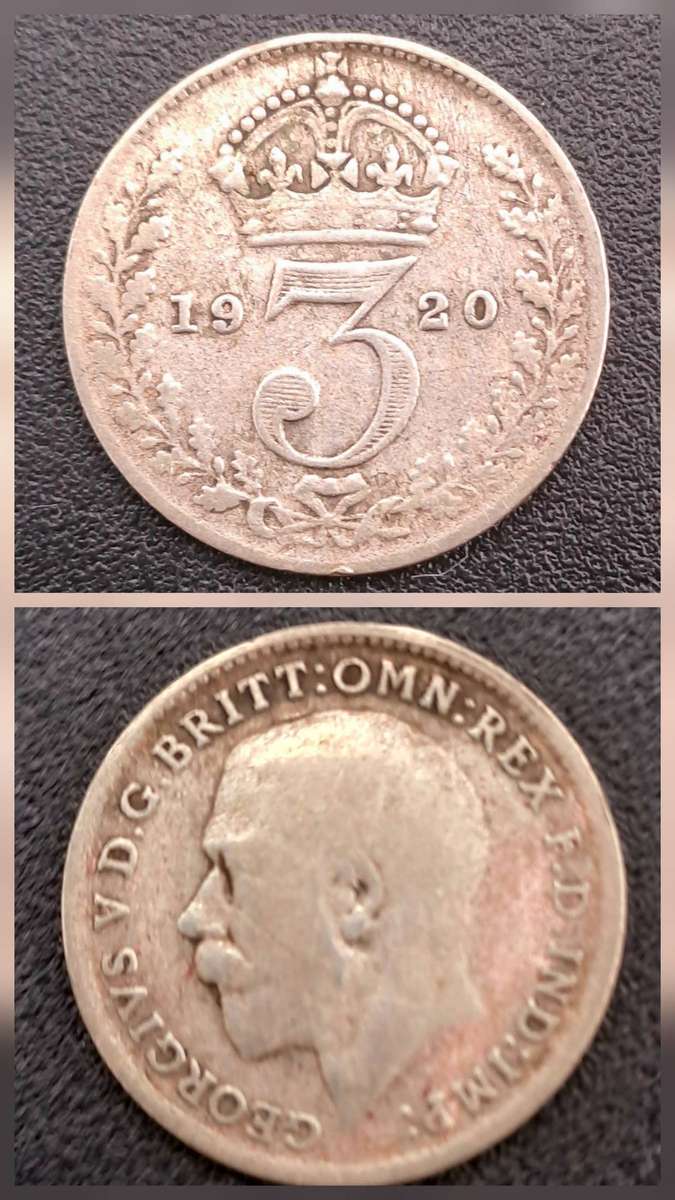 1920 United Kingdom Silver (.500) 3 Pence - George V 2nd issue, incl. Maundy