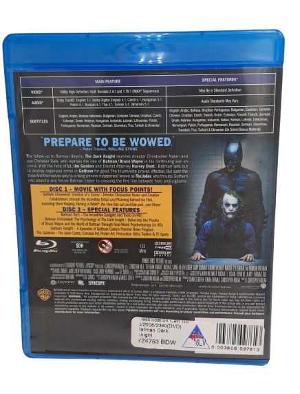 The Dark Knight 2 Disc special edition Blu ray