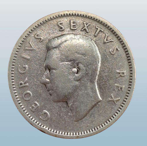 1950 South Africa  SILVER 1 Shilling - George VI Sextus Rex, Shilling -Circulated