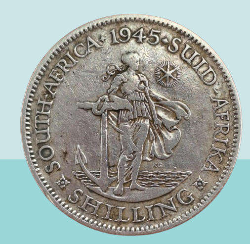 1945 South Africa  SILVER 1 Shilling - George VI Rex Imperator-Circulated (Low Mintage)