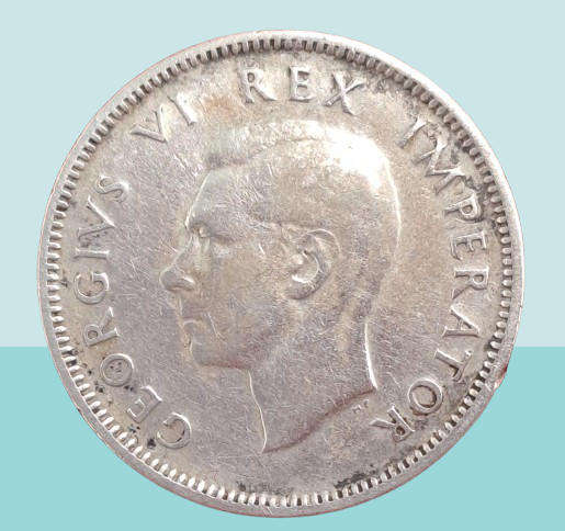 1945 South Africa  SILVER 1 Shilling - George VI Rex Imperator-Circulated (Low Mintage)