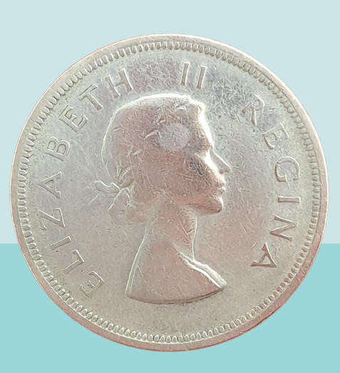 1957 South Africa  SILVER 2½ Shillings - Elizabeth II 1st portrait -Circulated