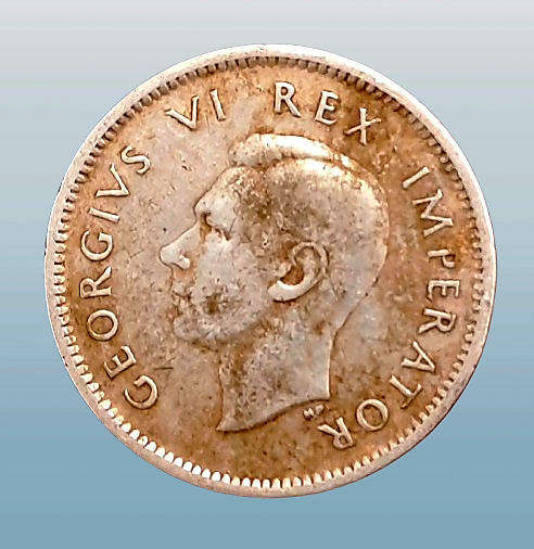 1938 South Africa 6 Pence 80% Silver - George VI Rex Imperator