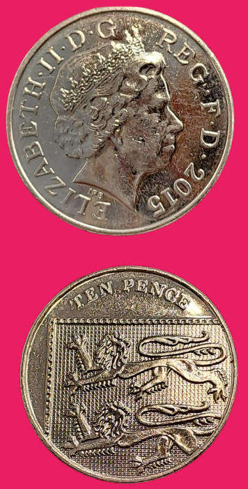 2015 United Kingdom 10 Pence - Elizabeth II 4th portrait, Royal Shield, magnetic