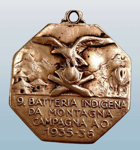 Rare 1935-36 Bronze Italian Medal Second Italo-Ethiopian War 9. Indigenous Mountain Battery Campaign
