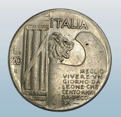 1983 Italy 20 Lire Mussolini Fantasy Medal