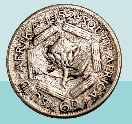 1952 South Africa Silver 6 Pence - George VI