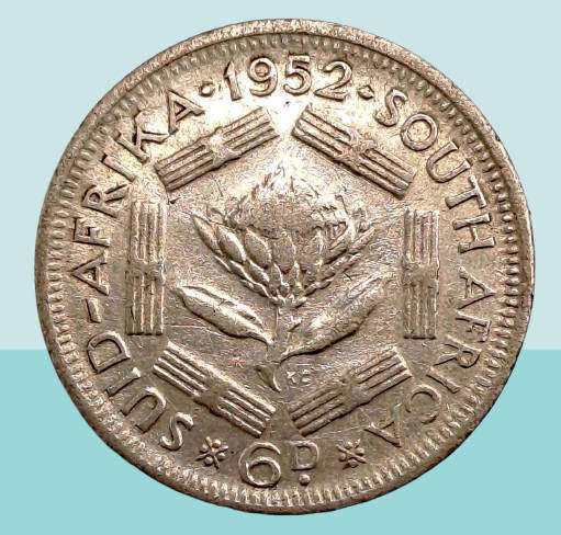 1952 South Africa Silver 6 Pence - George VI