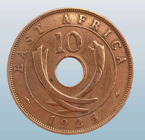 Antique 1925 East Africa 10 Cents - George V