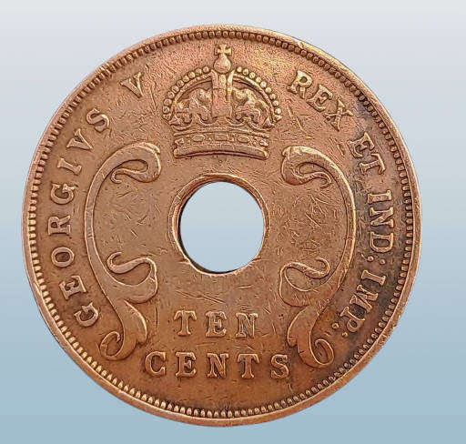 Antique 1925 East Africa 10 Cents - George V