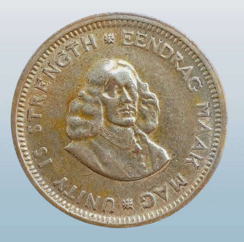 1964 South Africa  Silver (.500) 5 Cents 1st decimal series