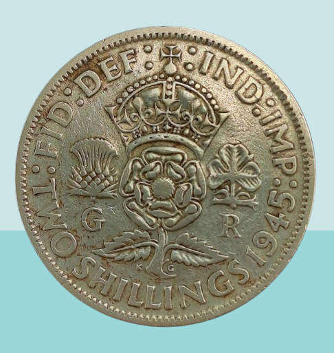 1945 UNITED KINGDOM Silver (.500) 2 Shillings - George VI with 'IND:IMP'