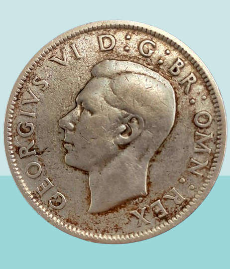 1945 UNITED KINGDOM Silver (.500) 2 Shillings - George VI with 'IND:IMP'