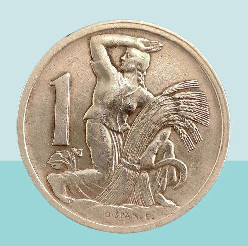 Antique 1922  Czechoslovakia 1 Koruna Coin