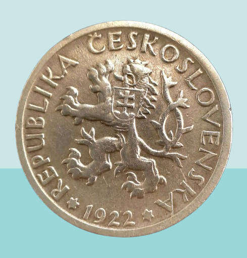 Antique 1922  Czechoslovakia 1 Koruna Coin