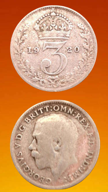 1920 United Kingdom Silver (.500) 3 Pence - George V 2nd issue, incl. Maundy