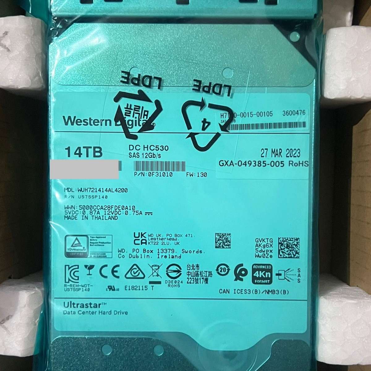 14TB Western Digital 3,5 12Gb/s Enterprise SAS HDD