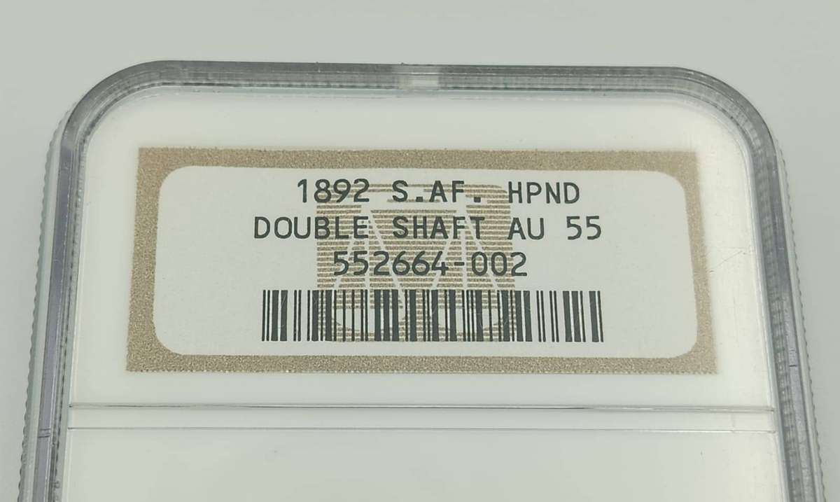 1892 Double Shaft Half Pond Gold Coin - NGC Graded AU 55