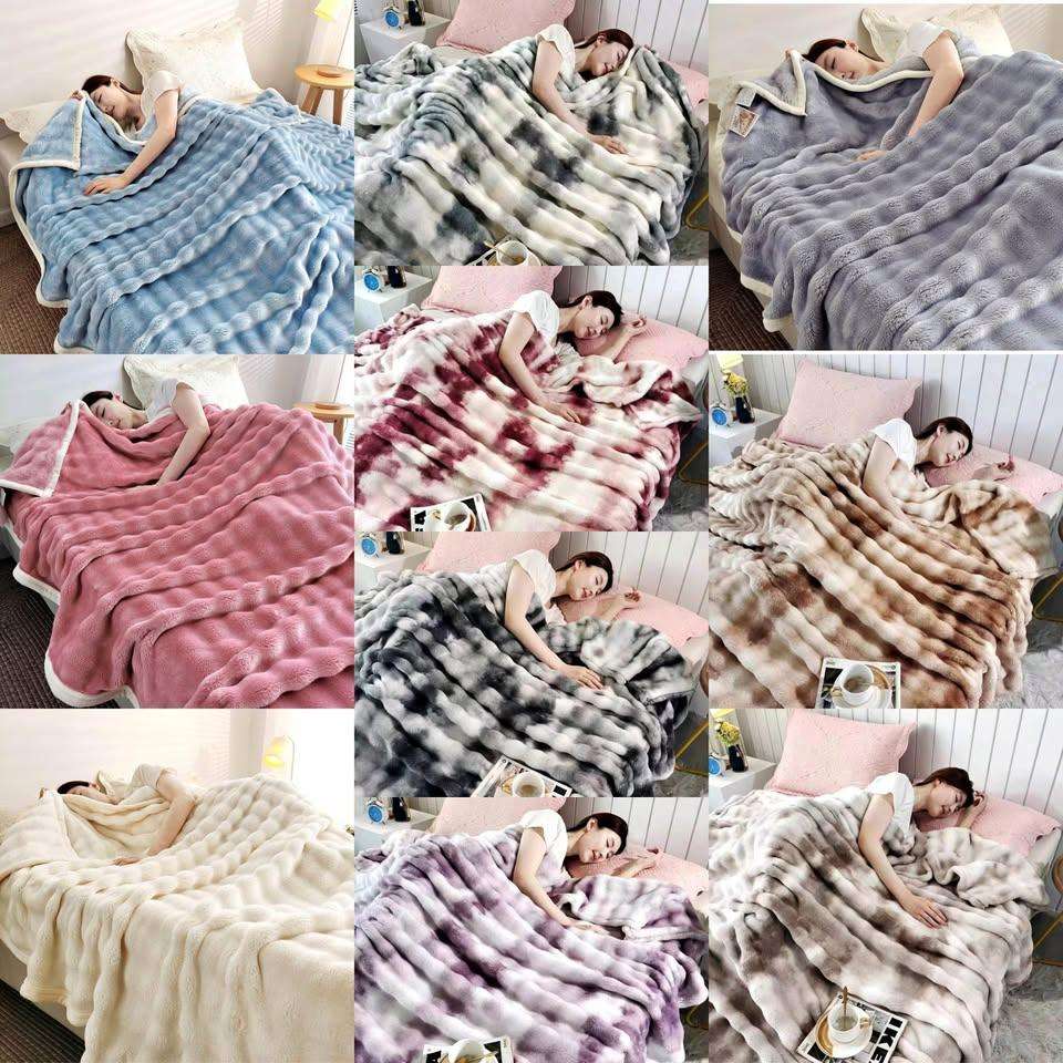 Foggy Shaded Faux Fur Throw Blanket, 210 x 150cm