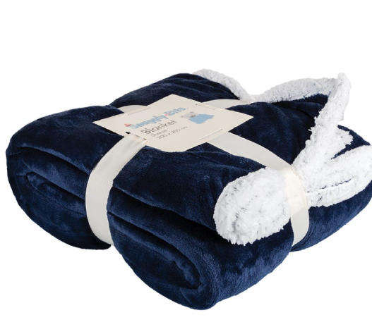 Soft Sherpa Blanket Queen Size - Navy