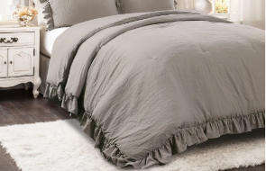 5-Piece Grey Frilled Comforter Set, Queen size