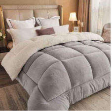 5-Piece Fleece Sherpa Comforter Set, Queen Size