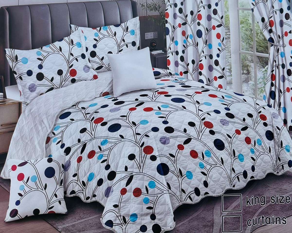 5 Piece Quilted Bedspread, Queen To King Size