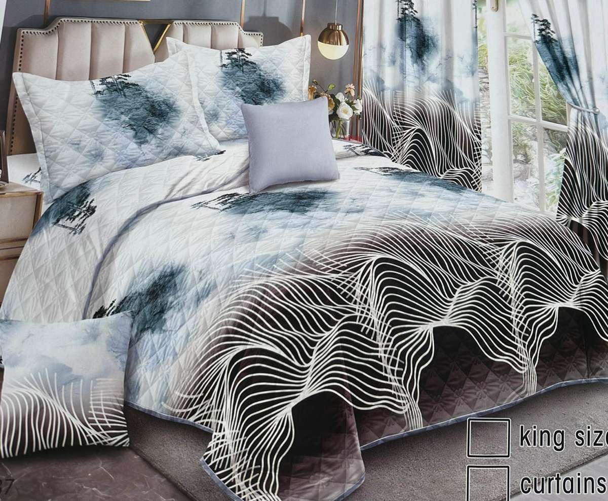 5 Piece Quilted Bedspread, Queen To King Size