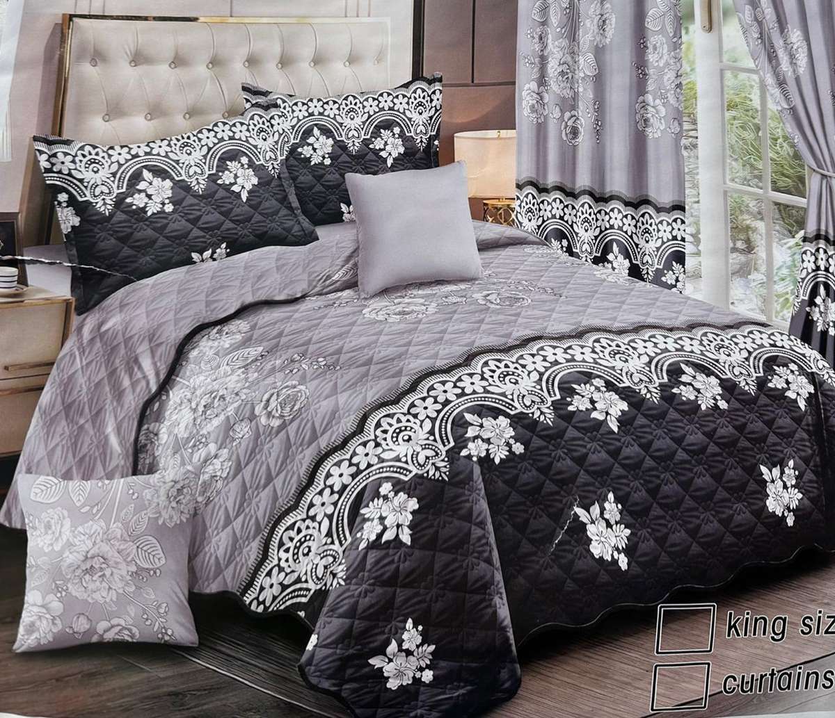 5 Piece Quilted Bedspread, Queen To King Size