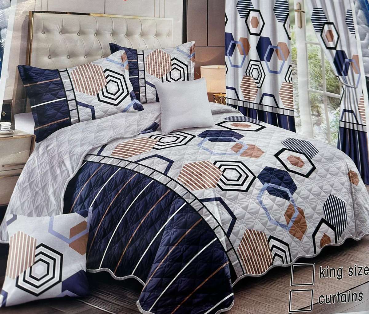 5 Piece Quilted Bedspread, Queen To King Size