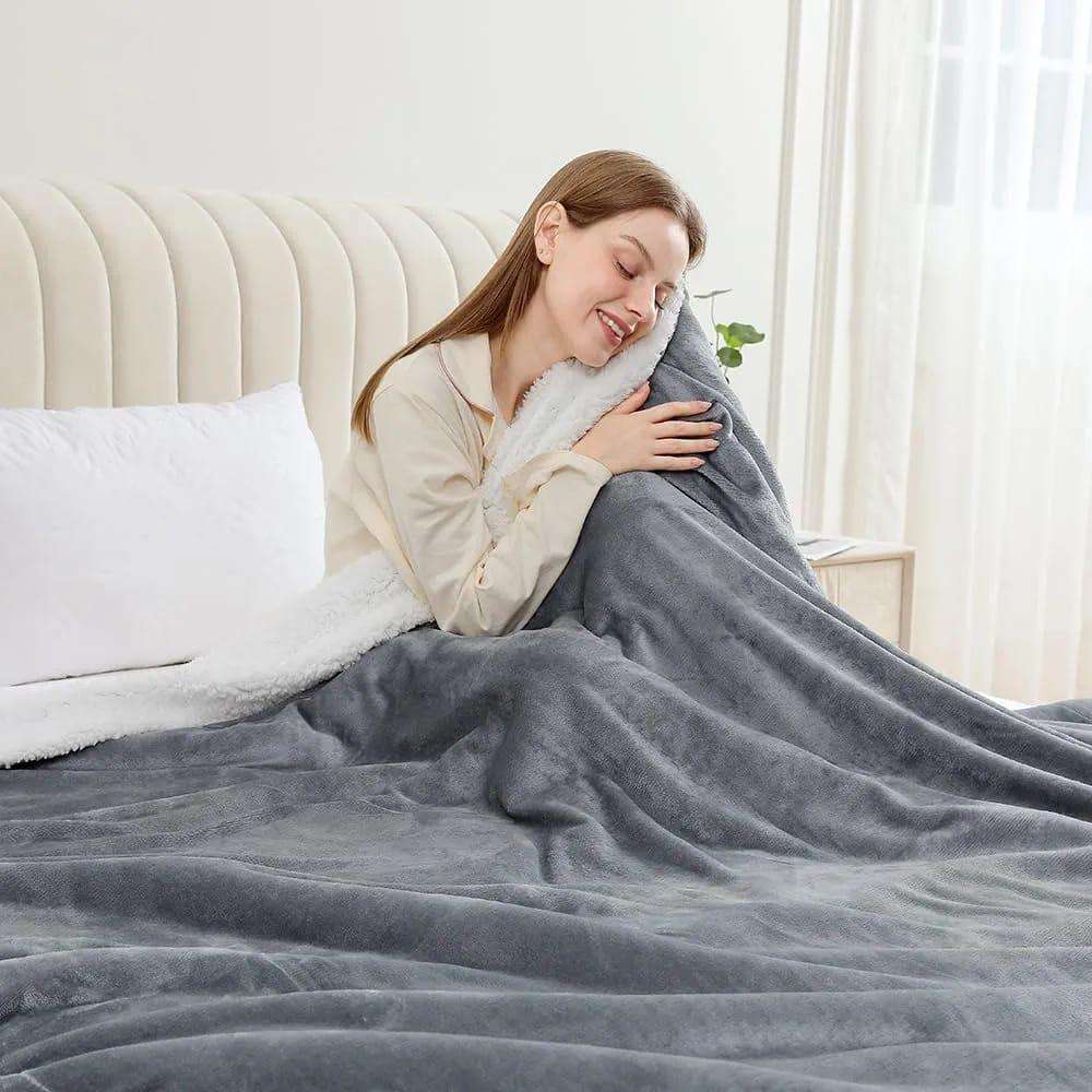 Soft Sherpa Blanket Queen Size - Grey