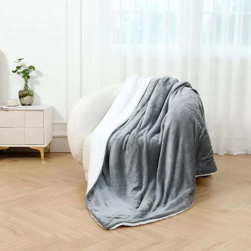 Soft Sherpa Blanket Queen Size - Grey