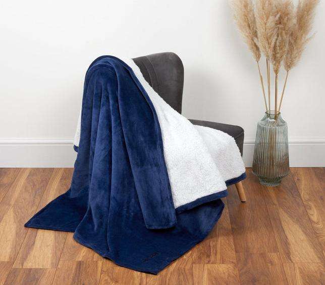 Soft Sherpa Blanket Queen Size - Navy