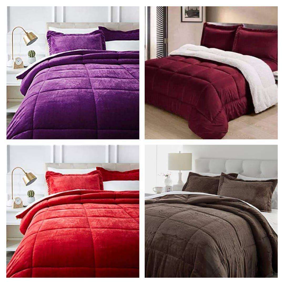 5-Piece Fleece Sherpa Comforter Set, Queen Size