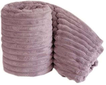 Fluffy Ribbed Fleece Throw Blanket, 180cm x 150cm, different colors