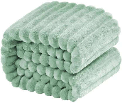 Fluffy Ribbed Fleece Throw Blanket, 180cm x 150cm, different colors