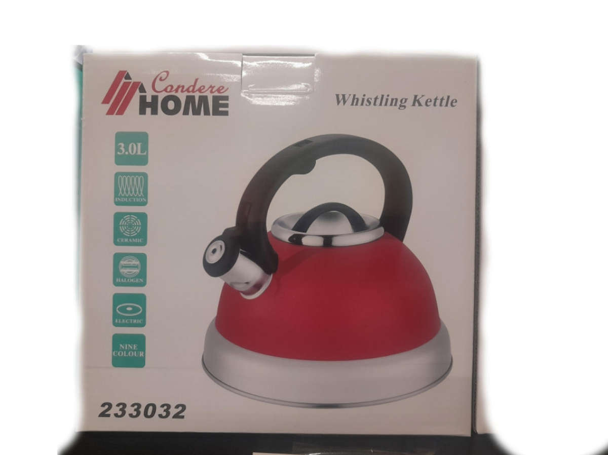 Condere Home 3.0L Red Whistling Kettle