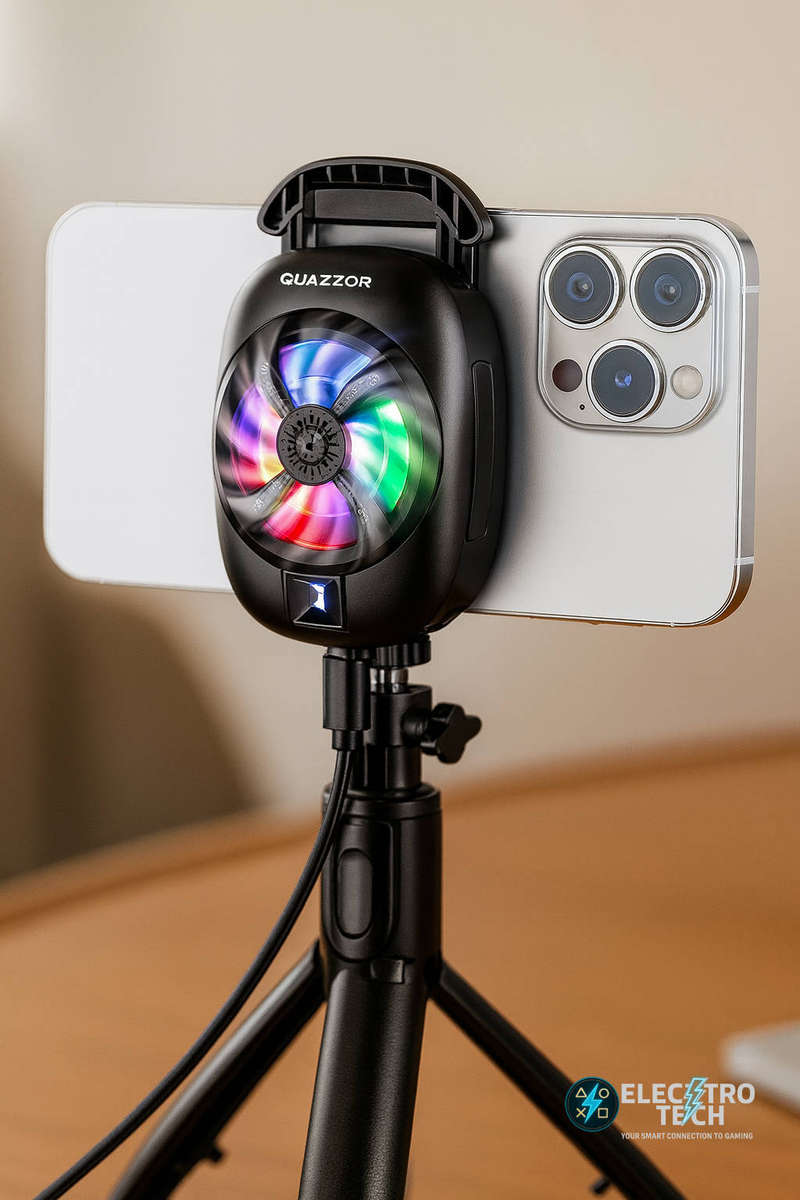 HOCO GM76 Blue Diamond Mobile Phone Cooler / Fan - RGB, 6000RPM, LED Temp Display
