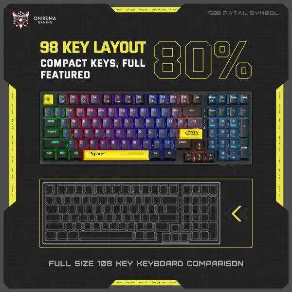 ONIKUMA G32 Full-Size Gaming Keyboard - 104 Keys, RGB Backlit (New)
